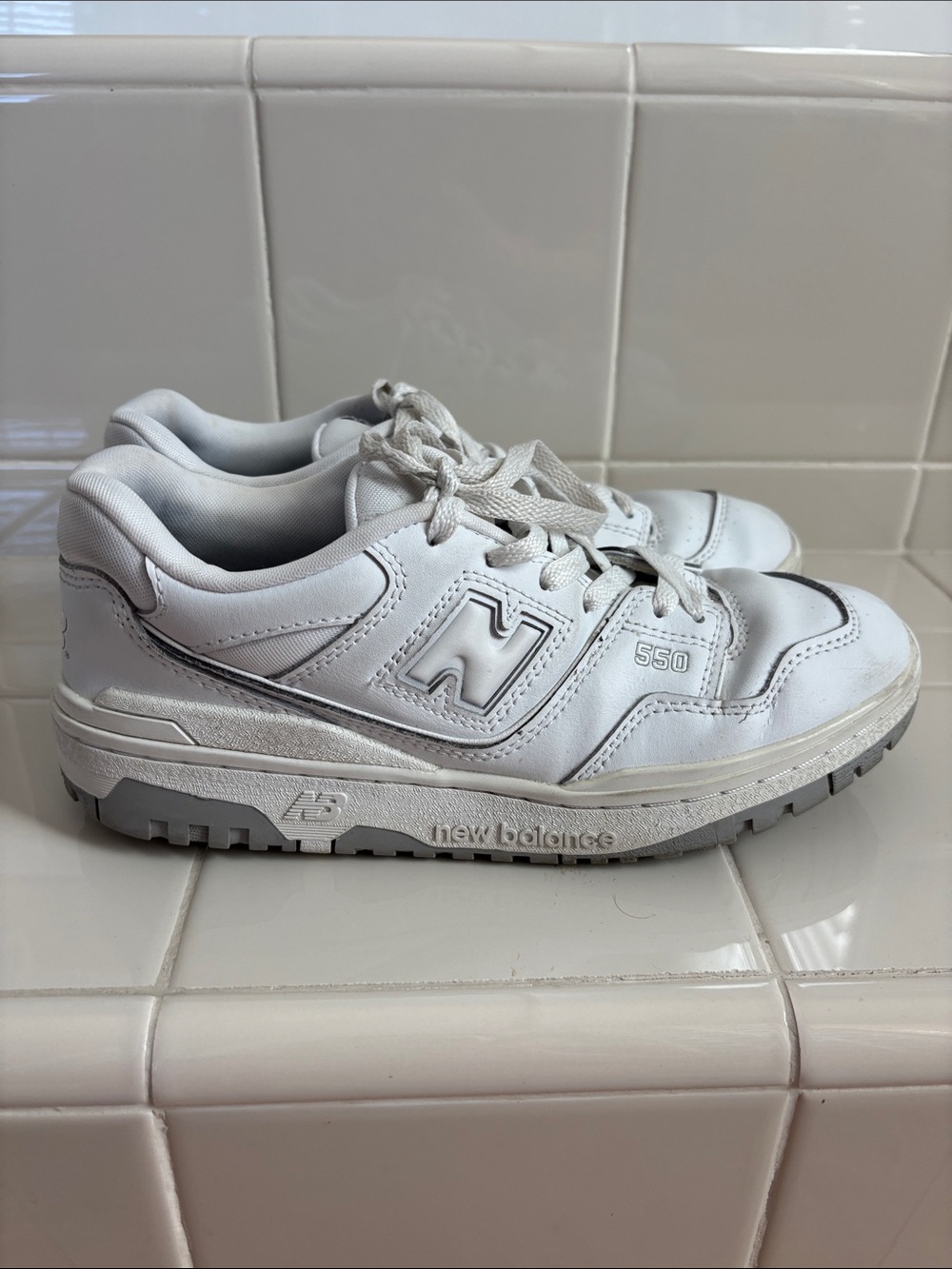 New Balance White Leather 550 Sneakers
